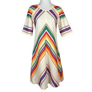 Vintage 60s / 70s Rainbow Striped Midi Dress